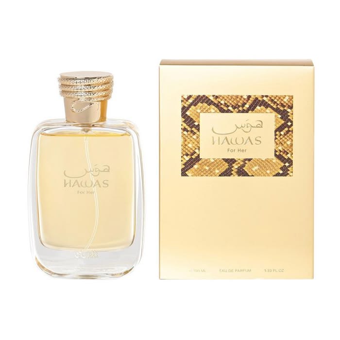 Hawas for Her by Rasasi (A fruity-floral gourmand elegance of La Vie Est Belle by Lancôme, while maintaining its own unique identity with a fresher, fruitier and more vibrant character)