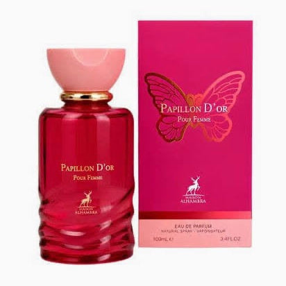 Papillon d'or by Maison Alhambra (Vibrant fruity-floral elegance of La Bomba by Carolina Herrera, while maintaining its own unique identity.
